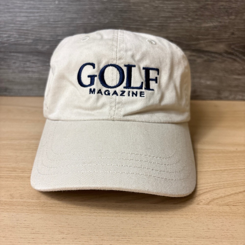 Golf Magazine Hat Cap Strap Back Beige Golfing Imperial Adjustable